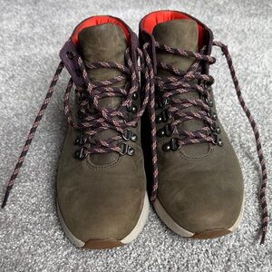 Timberland Olive Green Ankle Booties with Orange Lining